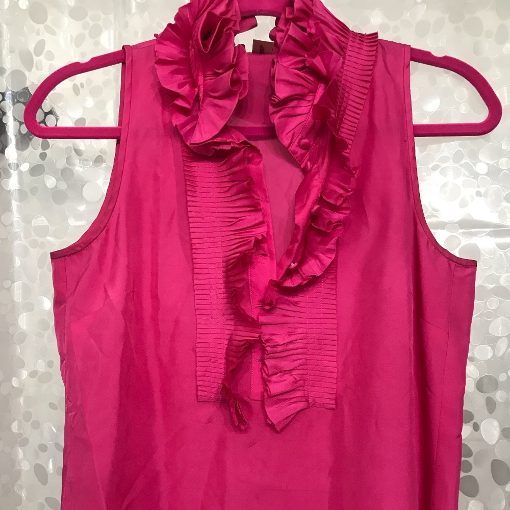 J Crew Hot Pink Ruffled Top
